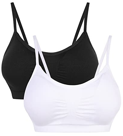 Vertvie damer sportbehå, spetsbehå kvinnor, bustier, spetsbehå, tunn, framknäppning, push-up utan bygel, topp för yoga, fitness, träning, stretch, må-bra bh, Vit + svart, S