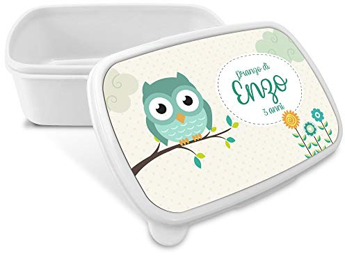 LolaPix Porta Merenda Personalizzatta con Nome/Corso. Ritorno a Scuola. Vari Disegni. Gufo