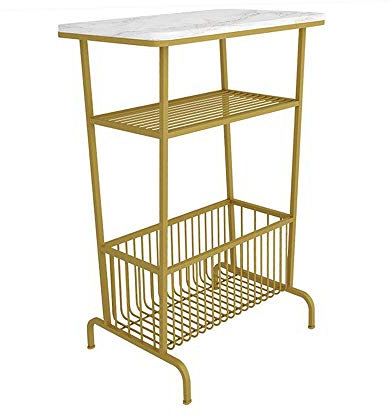 ZhaoXH-Baldas flotantes Estante De Cocina/Mesita De Noche Moderna, con Estante De Almacenamiento De Rejilla Metálica, Mesa De Mármol, Estante De Baño/Sala De Estar Estanterías