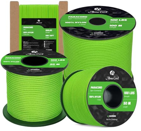 Abma Cord Paracord 2mm 30m Nylon Seil Typ I Schnur mit 1 Kern Allzweckseil | Max 45kg (100lbs), 100% Nylon, Basteln, Armbänder, Outdoor, Camping