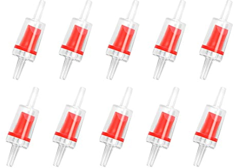 AQUANEAT Aquarium Check Valve, One Way Non Return Valve for Air Pump,Fit for 3/16 Inch Airline Tubing, Fish Tank Accessories, 10pcs (Red)