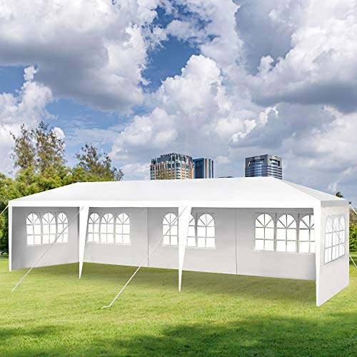 10'x30' Outdoor Canopy Party Wedding Tent,Sunshade Shelter,Outdoor Gazebo Pavilion with Removable Sidewalls Easy Set Gazebo BBQ Pavilion Canopy Cater Events (White/ 8 Removable Sidewalls)