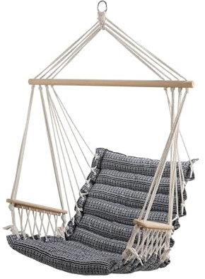 ALEOS. Ass Design Hängesessel Maly-Spezial-Indoor Hängekorb Schwebesessel Stoffsessel inkl. Armlehnen mit extrem gemütlichem Sitz Kissen 6cm dick (ohne Hängesesselgestell)