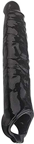 Realistische Penis-Sleeve TPE Penis-Manschette Vergrößerung Kondome G-Punkt Klitoris Dick Extender Dildo Enhancer Zur Penisverlängerung 28Cm -Black