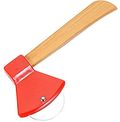 Tagliapizza in acciaio inox, 21 cm, divertente rotella tagliapizza, tagliapizza, manico in legno, per pizza, waffle, pancake, Kitchen Gadget (rosso)