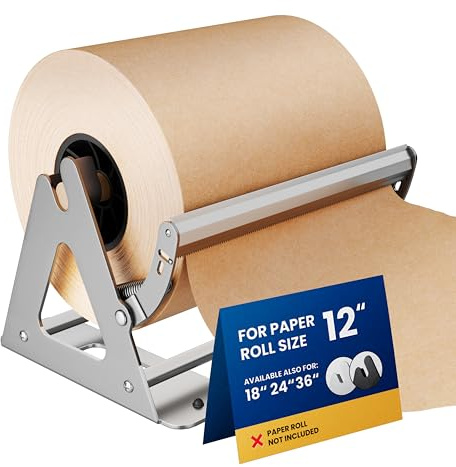 DIY Crew 12 Inch Paper Roll Dispenser and Cutter - Heavy-Duty Wall Mountable, Non Slip Tabletop - Kraft, Freezer, Butcher Paper - Up to 1000ft Rolls