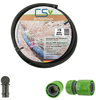 CS Perlschlauch Startup 15 m mit Zubehör für Gartenbewässerung Tropfschlauch zur Beetbewässerung und Hochbeet Bewässerung Made in Germany