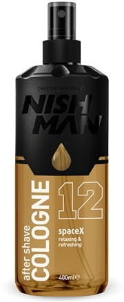 NISHMAN Aftershave Cologne 12 - SpaceX 400ml – Loción Refrescante para Después del Afeitado para Hombres – Fragancia de Cuero, Labdanum, Almizcle & Humo – Colonia para Después del Afeitado