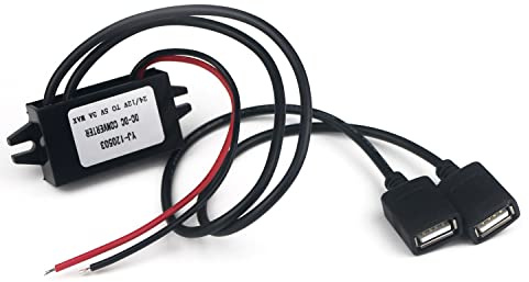 Taikuwu DC 12V auf 5V Step-Down-Wandler 3A 15W mit Dual USB, Spannungsregler Abwärtswandler für Auto, GPS, Autoradio, LED, Dashcam