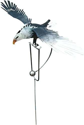 Gufo volante da giardino, gufo filatore a vento, gufo cinetico, grandi animali a dondolo con ali sbattute, paletti da giardino in metallo, per esterni, cortile, decorazione, ornamento (aquila)