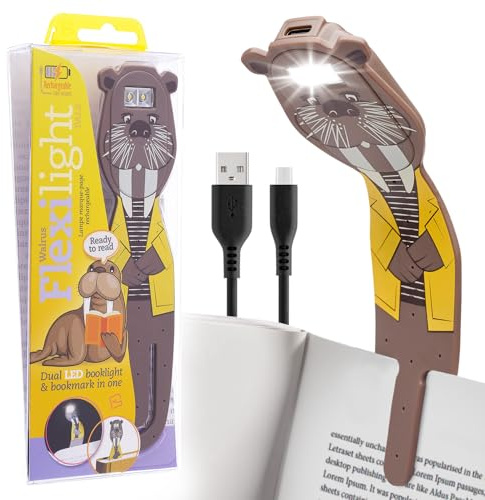Flexilight wiederaufladbare Leselampe | 2 in 1 Lesezeichen Buch Licht | LED Clip On Leselampe | Kinder und Erwachsene Buchlampe | Buchzubehör | Geschenk für Leser, Buchliebhaber
