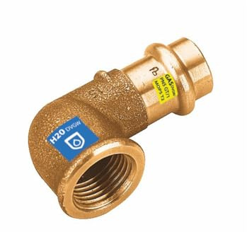 Sanpro Pressfitting 90° Winkel - Bogen mit Innengewinde, Größe V 22-1/2' (Kupfer Gas Wasser Trinkwasser Heizung Sanitär Fittings Fitting Kupferleitung)