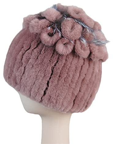 keusyoi Fellmützen für Frauen Winter Fell Strickmütze Damen Warm Schneemützen Damen Elegant Beanies Cap