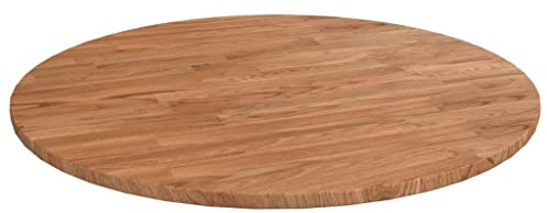 WIFESE Runde Tischplatte Behandeltes Eichenholz Esstisch Holzplatte Massiv Multiplex Platte KüChenarbeitsplatte Holzplatte Rund Tabletop Tischplatte Rund Massivholzplatte Hellbraun Ø60x1,5 cm