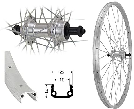 Aggro-X 26 Zoll Aluminium Hinterrad Laufrad | 19-559, Felgenbremse V-Brake, für Schraubkranz