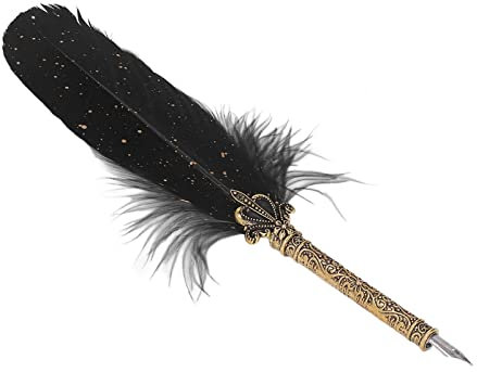 Quill Retro Eleganter Federstift Set, Kalligraphie Schreibfeder in Schwarz, Austauschbare Spitzen für Schule und Büro