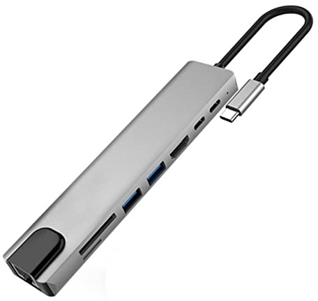 1 adaptador multipuerto USB-C 8 en 1 para USB multipuerto USB C 4K HDMI USB 3.0 adaptador Hub accesorio