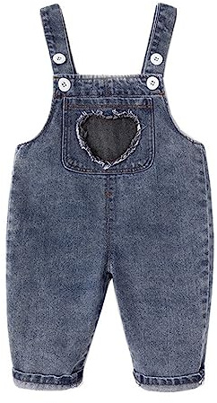 ACMEDE Salopette Bimba Amore Cuore Salopette da Lavoro Neonate Tuta in Jeans alla Moda, Bambina Tuta Salopette in Denim Tutina Carino Neonata Pantaloni Jeans Tuta per Bebè 0-3 Anni