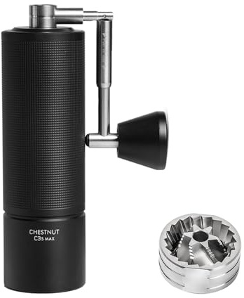 TIMEMORE Molinillo de café manual Chestnut C3S de capacidad máxima de 30 g con fresa cónica de acero inoxidable CNC, ajuste interno ajustable, posicionamiento de doble rodamiento para el hogar, viajes