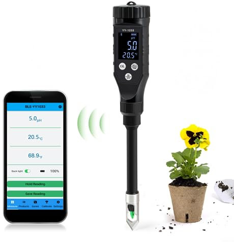 Handbodenmessgerät, für intelligentes Boden-pH-Messgerät, digitales Messgerät für Boden und Wasser, pH-Tester für Gartenarbeit, Rasen, Landwirtschaft und Outdoor-Pflanzen