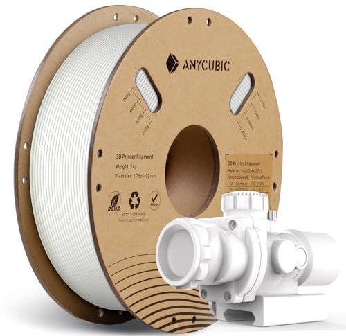 ANYCUBIC Hohe Geschwindigkeit PLA Filament 1.75mm, Refill Filament und Spool Kit, Bis zu 600 mm/s High Speed 3D Drucker Filament, Intelligente Identifikation, HS PLA Weiß