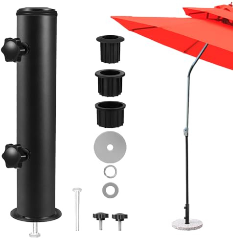 Lalafancy Parasol Base Replacement Tube, Universal Garden Umbrella Stand Parts, Heavy Duty Outdoor Patio Umbrella Base Replacement Bracket for Original Umbrella Holder Stand, Black