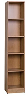 Design Möbel Gustavo Regal Standregal Bücherregal Lagerregal Kleiderschrank Klein Kleiderschrank Kinderzimmer Offener Kleiderschrank PVC-Kanten Eiche Riviera 5 Ablagen 36x185x34 cm