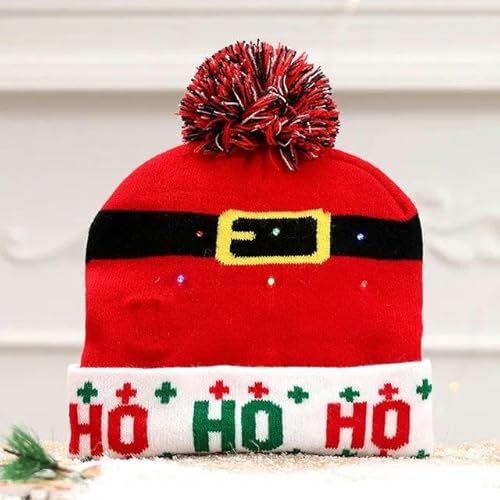 TERPCO Kreative blinkende Weihnachtsmütze, Schneemann, Winter, warme Farbe, Strickmütze, Neujahr, Weihnachten, Party-Dekoration, Q