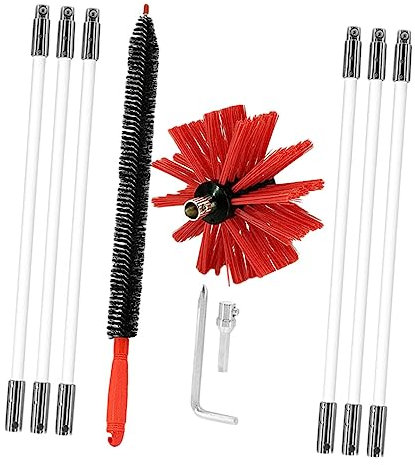 Healeved Flexible Trockner Entlüftungsbürste Reinigung Kit Fusselbürste Kamin Rauchabzugsbürste Reinigungswerkzeug Zubehör Stangen