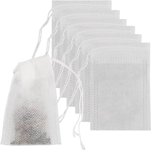 100 Pcs Empty Tea Bags 8 X 10 cm Muslin Mesh for Filtering, Cooking Spice, Isolating Coffee Grounds and Tea