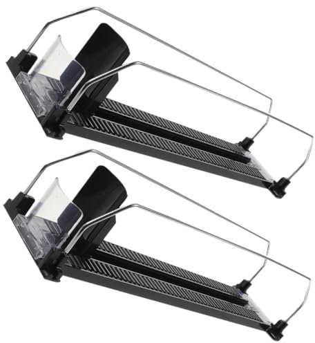 ABOOFAN 2pcs Drink Pusher Roller Glide Beverage Replenishment Organizer for Refrigerator Shelf 380-390mm Black Plastic Automatic Stocking Dispenser for Home and Retail Use