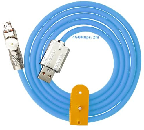 CTRICALVER Micro cable, 180° rotating interface made of zinc alloy 10W liquid silicone 2m quick charging cable with data transfer function (for Micr-USB interface, blue)
