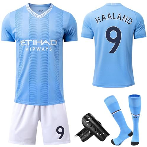 FWHFNB Camiseta de Fútbol,No.7/No.9 Camiseta de fútbol para niños,Con Camiseta,Pantalones,calcetines,llavero y rodilleras,23/24 Nueva Temporada Conjunto Camiseta De Fútbol (22, No 9)