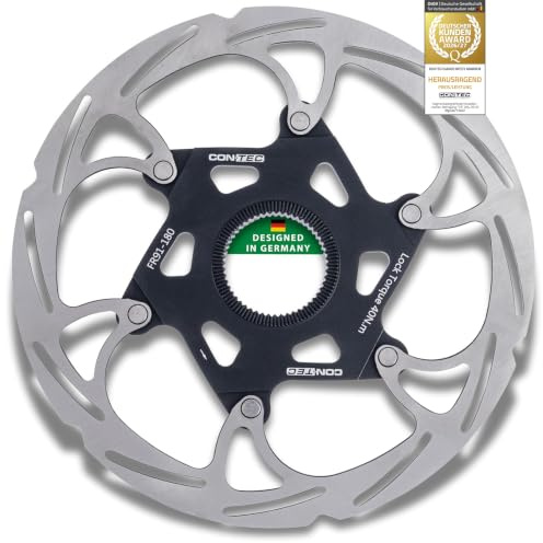 CONTEC Fahrrad-Bremsscheibe CDR-LW-CL, 180mm 179g, Aluminium-Spider, Center Lock, Edelstahl, hitzebeständig, einfache Montage, hohe Bremskraft, silber