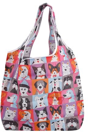 Tabanzhe Cute Cartoon Doggy Foldable Eco-friendly Shopping Bag - Durable, Waterproof, Large Capacity - Suitable for Commuting & Shopping