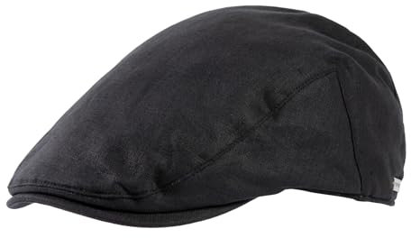 TOP-EX 100% Leinen Schiebermütze Herren Baskenmütze Mütze Sonnenschutz Sonnenhut Sommer Schirmmuetze Newsboy Cap Schwarz XL/XXL