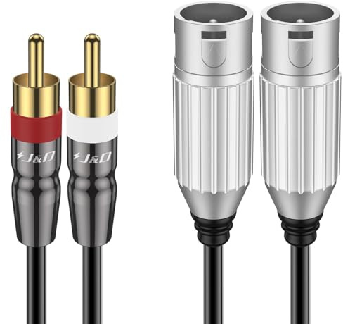 J&D Dual Cinch auf XLR Kabel, Unbalancierte 2 Cinch auf 2 XLR Male HiFi Stereo Audio Verbindung Mikrofonkabel Wire Cord für Lautsprecher, Verstärker, HiFi Stereo Audio Systeme, 2,7 Meter