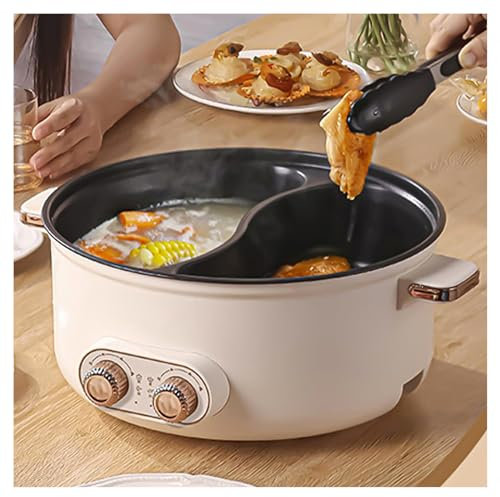 HJXBD888 Appareil Fondue Chinoise, Double Interrupteur de Commande RevêTement AntiadhéSif 1600 Watts Appareil A Fondue, Convient Aux FêTes d'anniversaire (avec 2 Filets Non éTanches),7.5L
