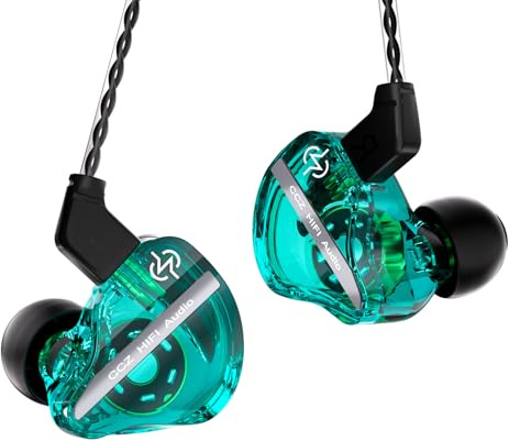 CCZ DC01 PRO HiFi In Ear Monitor Auricolari Potente diaframma per bassi Auricolari da gioco cablati Cuffie con cavo a latenza 0 reale Microfono HD per chiamate musicali Giochi(Verde, senza microfono)