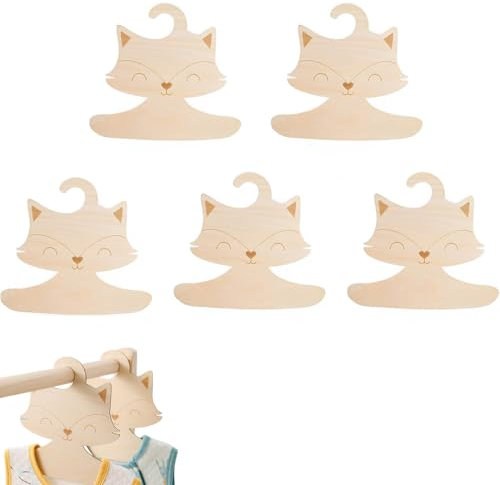 5 Pezzo Appendiabiti per Bambini, Grucce Appendiabiti in Legno per Vestiti da Bambino, per Unisex Bambino Neonati, Gruccia in Bambole legno Naturale