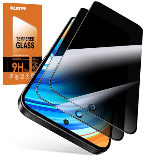 Oelrstfe Protector Pantalla de Privacidad para Xiaomi Redmi Note 9 Pro/9 Pro Max/9S 4G Cristal Templado Anti Espía Protectora Vidrio Película Dureza 9H Anti-arañazo Privacy Screen Protector,2 Piezas