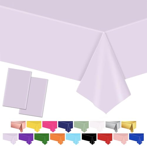 POPOYU 2 PezziTovaglia Viola Chiaro Decorazioni per Feste di Compleanno, 137x274cm Gigante Carta Tovaglia per Bambini, Baby Shower, Matrimonio, Natale