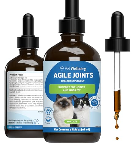 Pet Wellbeing Agile Joints for Cats - Hip and Joint Comfort, 4 oz | NASC Certified & Vet-Formulated Liquid Joint Supplement with Devil's Claw & Boswellia for Tendons, Ligaments & Mobility