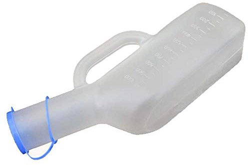 Urinal, weiß, männlich, transparente Urinflasche, mit Deckel, 1000 ml Deodorant,mit Deckel, 1000 ml Deodorant, auslaufsicher, Stau/Camping/Krankenhauspflege, Herren, große Kapazität, tragbar