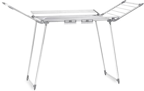 Massido Wäscheständer Rostfrei Outdoor Ausziehbar Groß Wäscheflügeltrockner Wäschetrockner Ständer Stabiler Standtrockner Mit Rutschfesten Füßen Trockenfläche 22 M Lina Weiß 174 x 56 x 108 cm