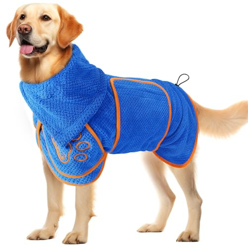 SlowTon Hundebademantel - Super saugfähiges Handtuch zum Abtrocknen von Haustieren, Bademantel für Welpen nach dem Baden, Dusche, Schwimmen, Spaziergang