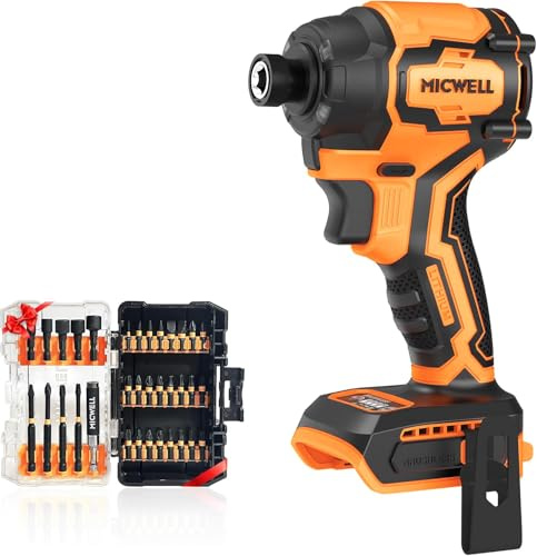 MICWELL Cordless Impact Driver (Tool Only) Compatible with Dewalt 20V Max Battery, Up to 2300 In-lbs Brushless 1/4 Impact Driver, 4-Speed Lightweight with Tool Bag, LED Light