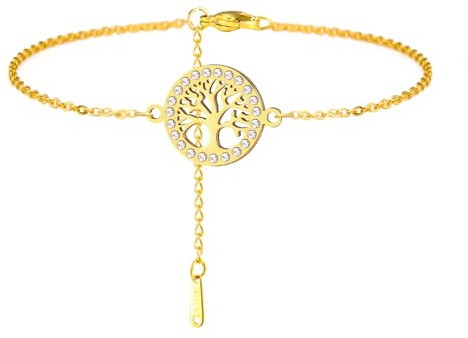 Dreamtimes Bracelet arbre de vie pour femmes Bracelet arbre de la famille Bracelet corde Bracelet corde tressé fait à la main Bracelet réglable Bijoux délicats
