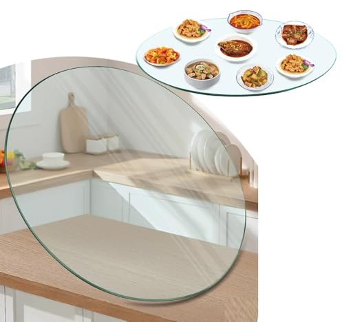 IMUNKT Runde Tischplatte Glasplatte Transparent, 50 60 70 80 90 100CM, Tisch Glasplatte, Gehärtetem Glas 8mm, Ersatz Sicherheitsglas Für Couchtisch, TischplatteSchutz(38cm(15in))