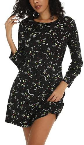MIA LUCCE Chemises de nuit pour femme UK, Nuisettes pour femme avec imprimé, Pyjamas d'été à col rond pour femme - Vêtements de nuit et de détente pour femme, XL